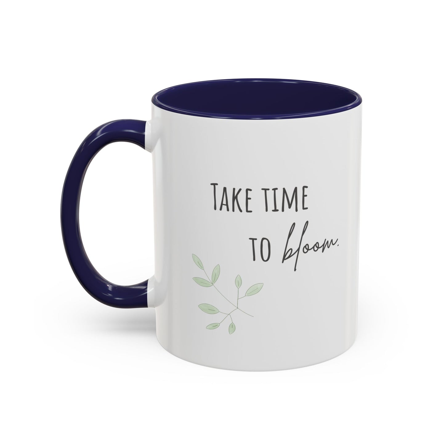 Personalized Wildflower Mug – Take Time to Bloom, Pink Accent Mug 11oz (0,33l)
