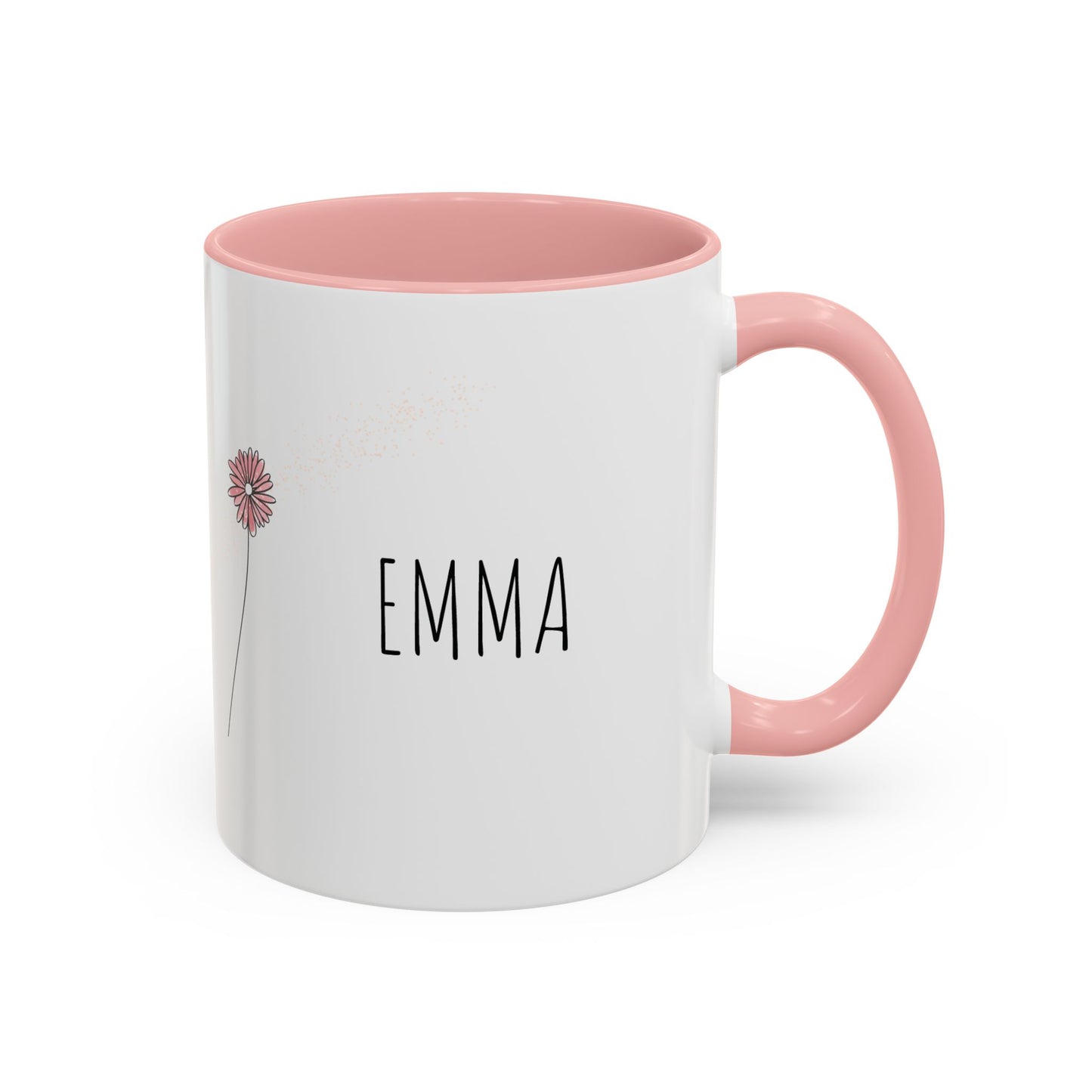 Personalized Wildflower Mug – Take Time to Bloom, Pink Accent Mug 11oz (0,33l)
