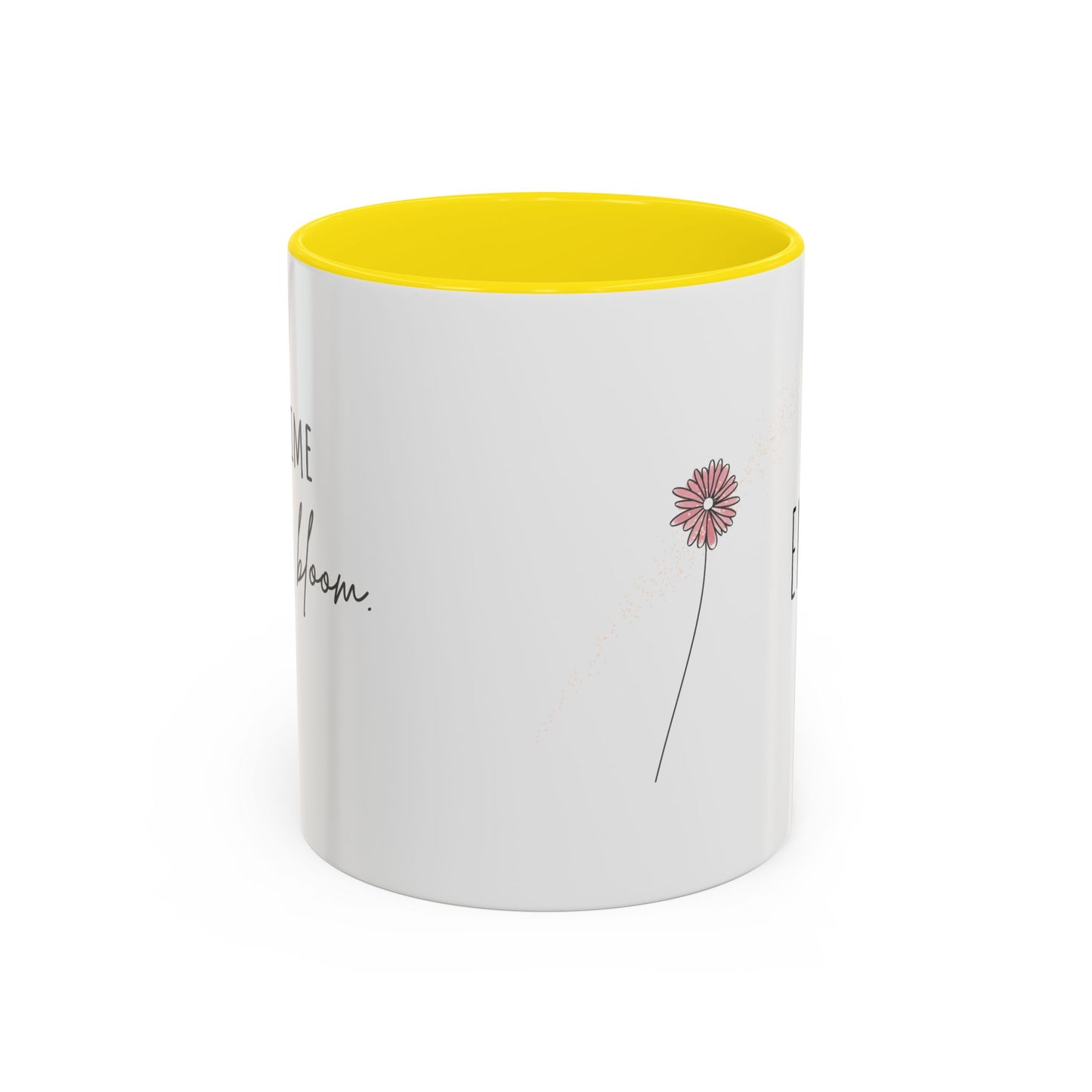 Personalized Wildflower Mug – Take Time to Bloom, Pink Accent Mug 11oz (0,33l)