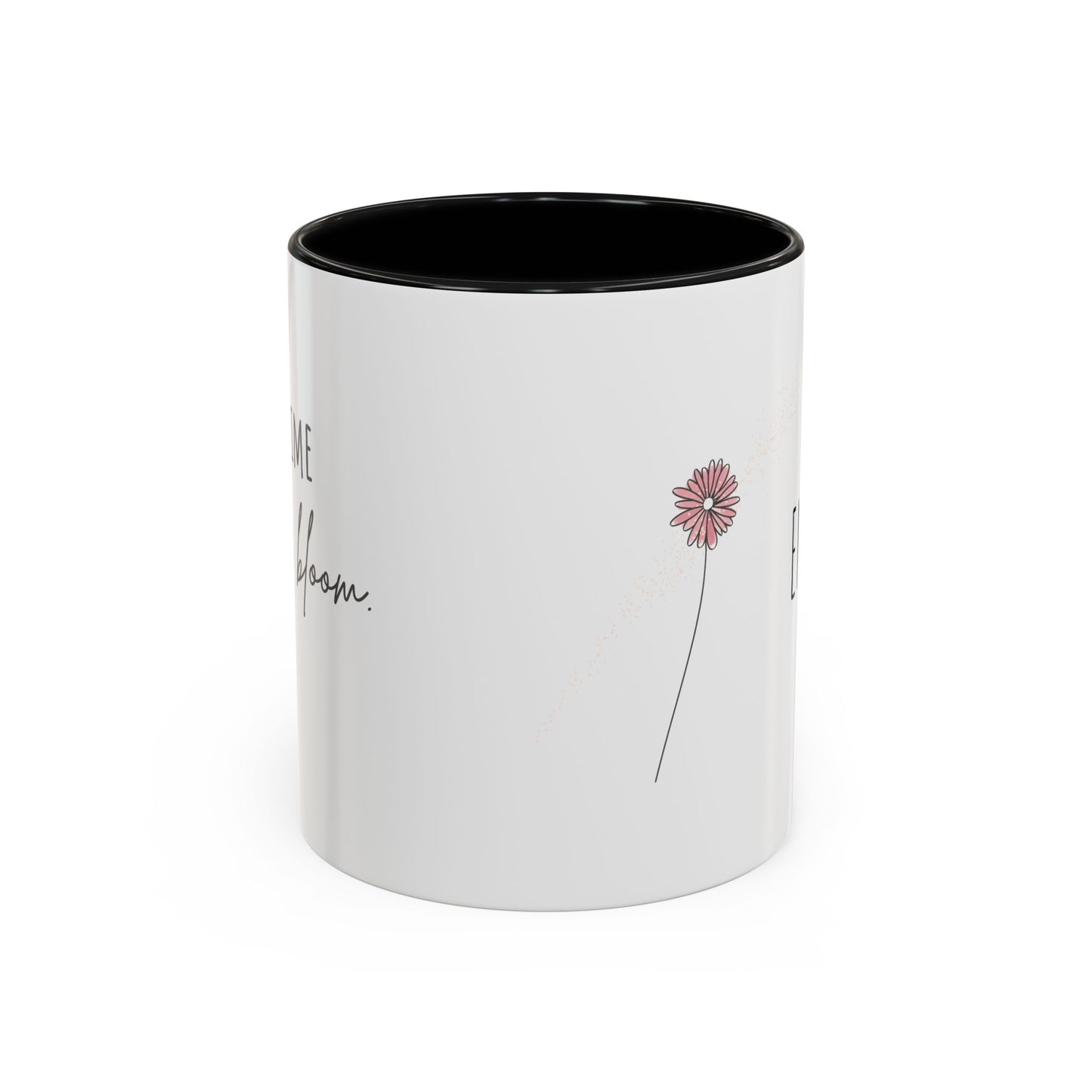 Personalized Wildflower Mug – Take Time to Bloom, Pink Accent Mug 11oz (0,33l)