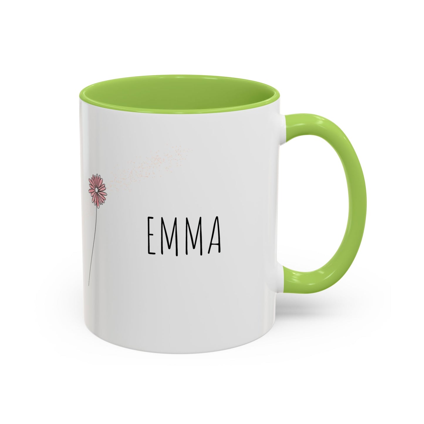 Personalized Wildflower Mug – Take Time to Bloom, Pink Accent Mug 11oz (0,33l)
