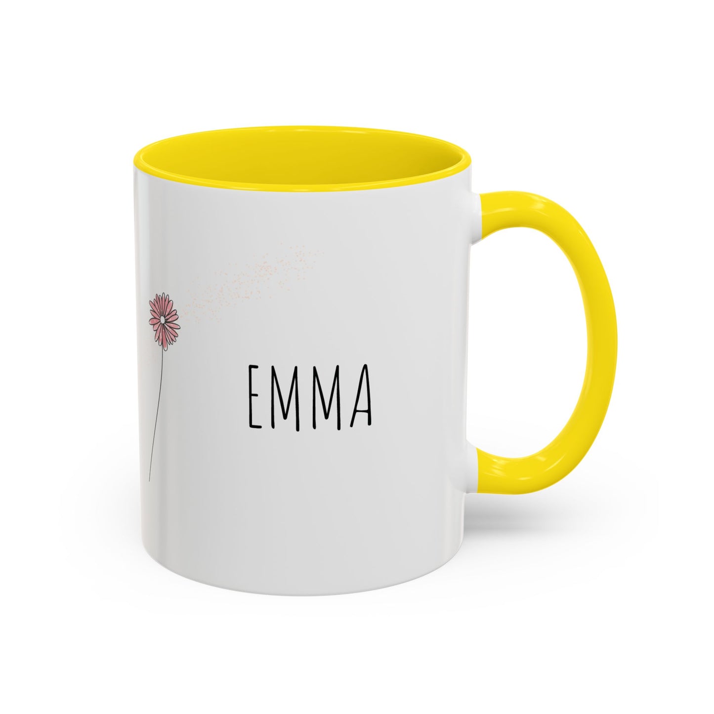 Personalized Wildflower Mug – Take Time to Bloom, Pink Accent Mug 11oz (0,33l)