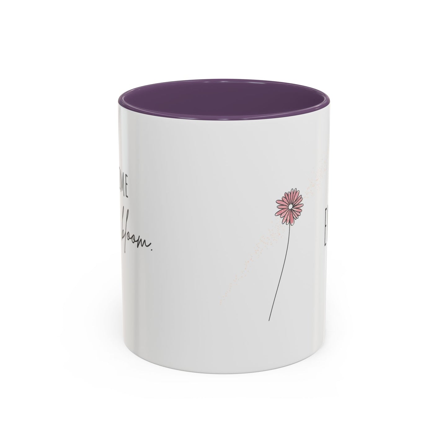 Personalized Wildflower Mug – Take Time to Bloom, Pink Accent Mug 11oz (0,33l)