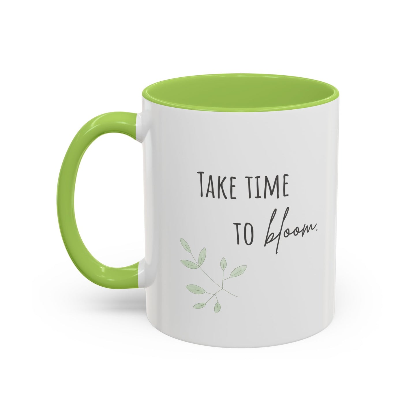 Personalized Wildflower Mug – Take Time to Bloom, Pink Accent Mug 11oz (0,33l)