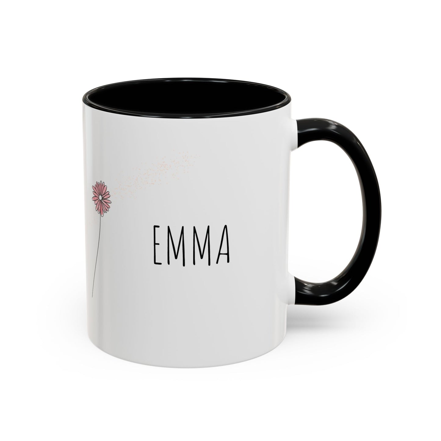 Personalized Wildflower Mug – Take Time to Bloom, Pink Accent Mug 11oz (0,33l)