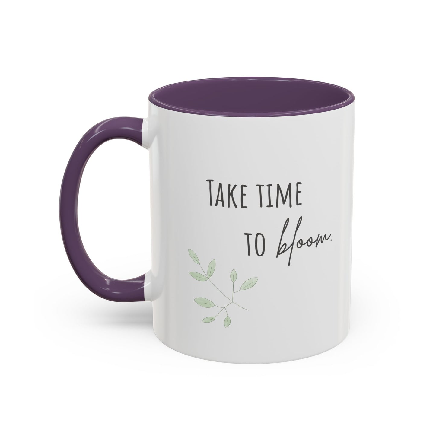 Personalized Wildflower Mug – Take Time to Bloom, Pink Accent Mug 11oz (0,33l)