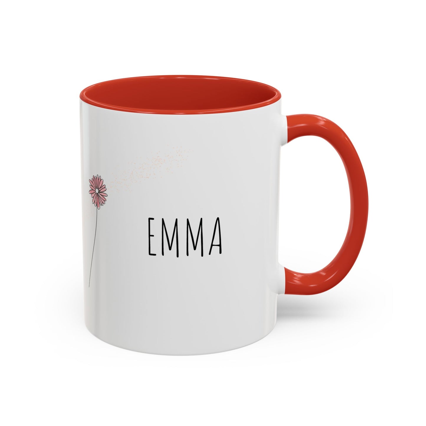 Personalized Wildflower Mug – Take Time to Bloom, Pink Accent Mug 11oz (0,33l)