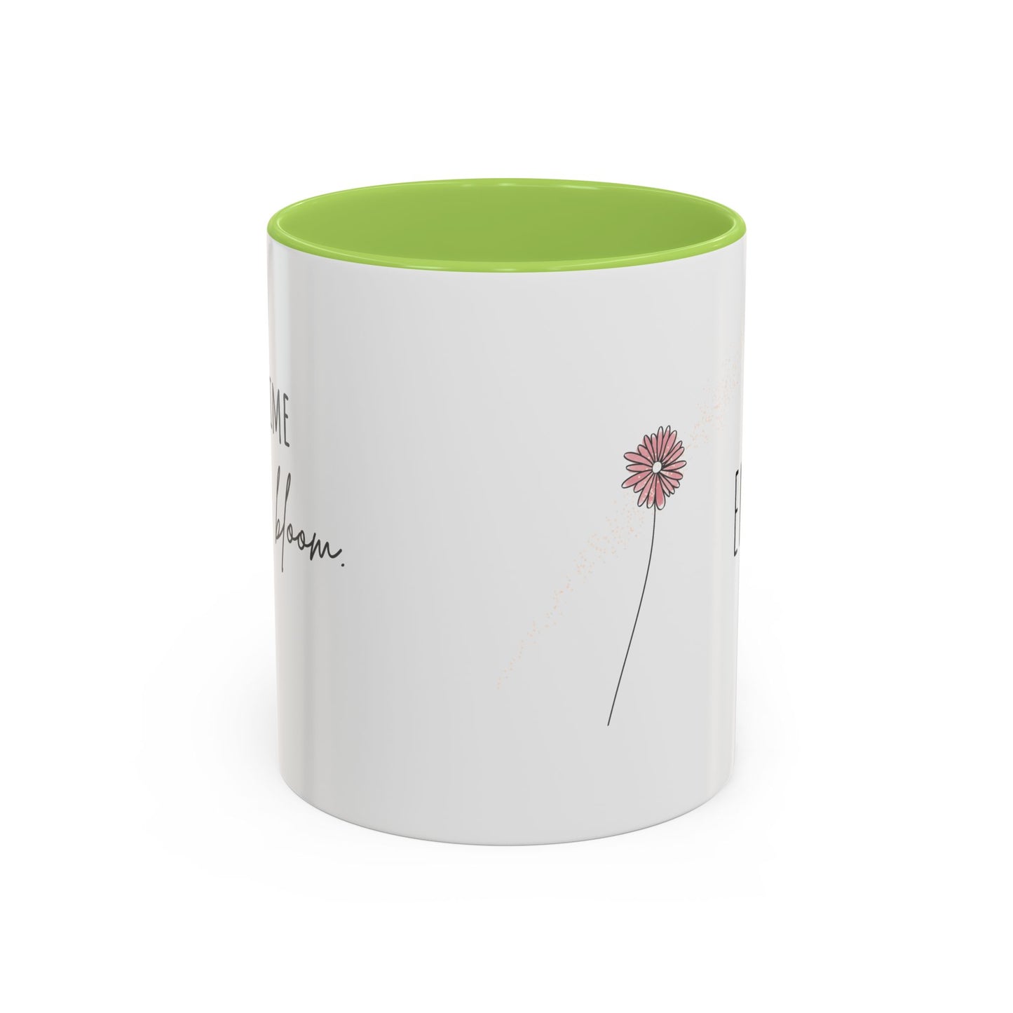 Personalized Wildflower Mug – Take Time to Bloom, Pink Accent Mug 11oz (0,33l)