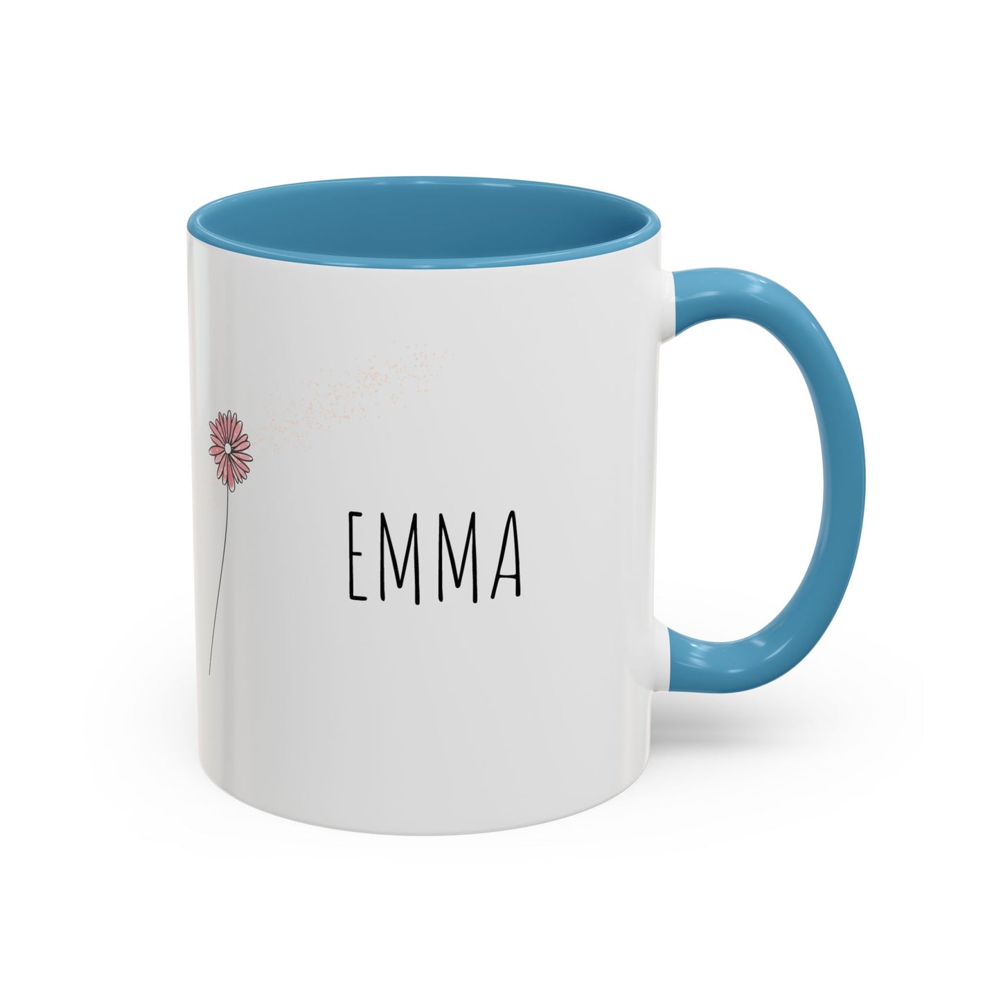 Personalized Wildflower Mug – Take Time to Bloom, Pink Accent Mug 11oz (0,33l)