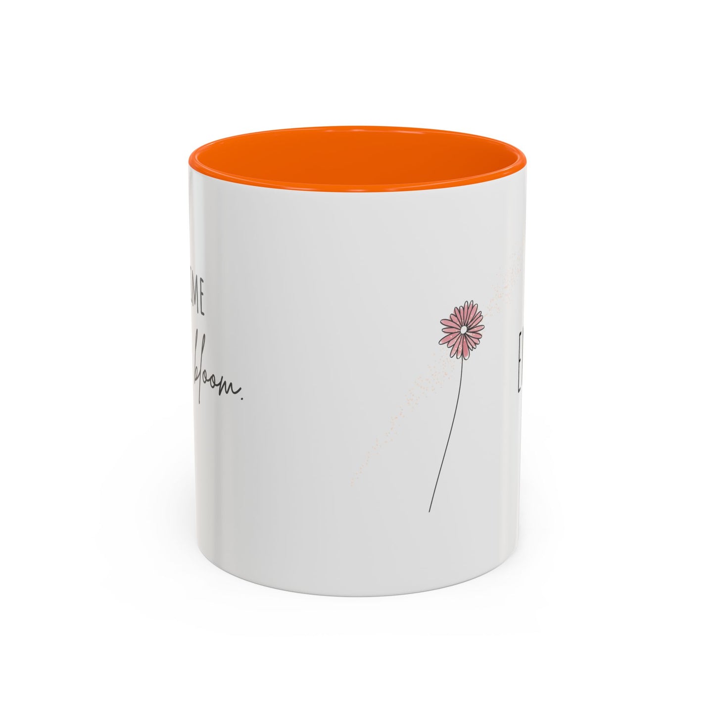 Personalized Wildflower Mug – Take Time to Bloom, Pink Accent Mug 11oz (0,33l)