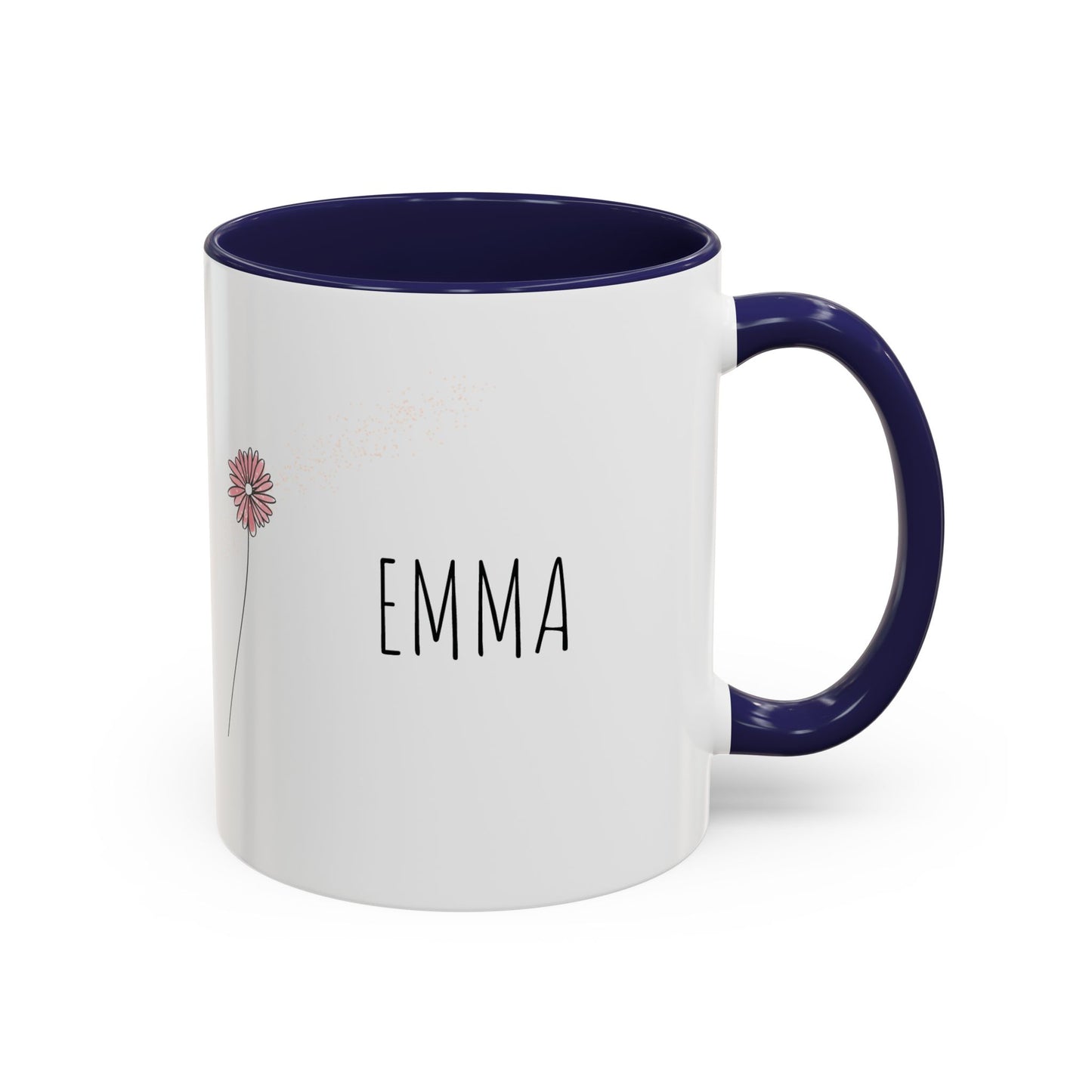 Personalized Wildflower Mug – Take Time to Bloom, Pink Accent Mug 11oz (0,33l)