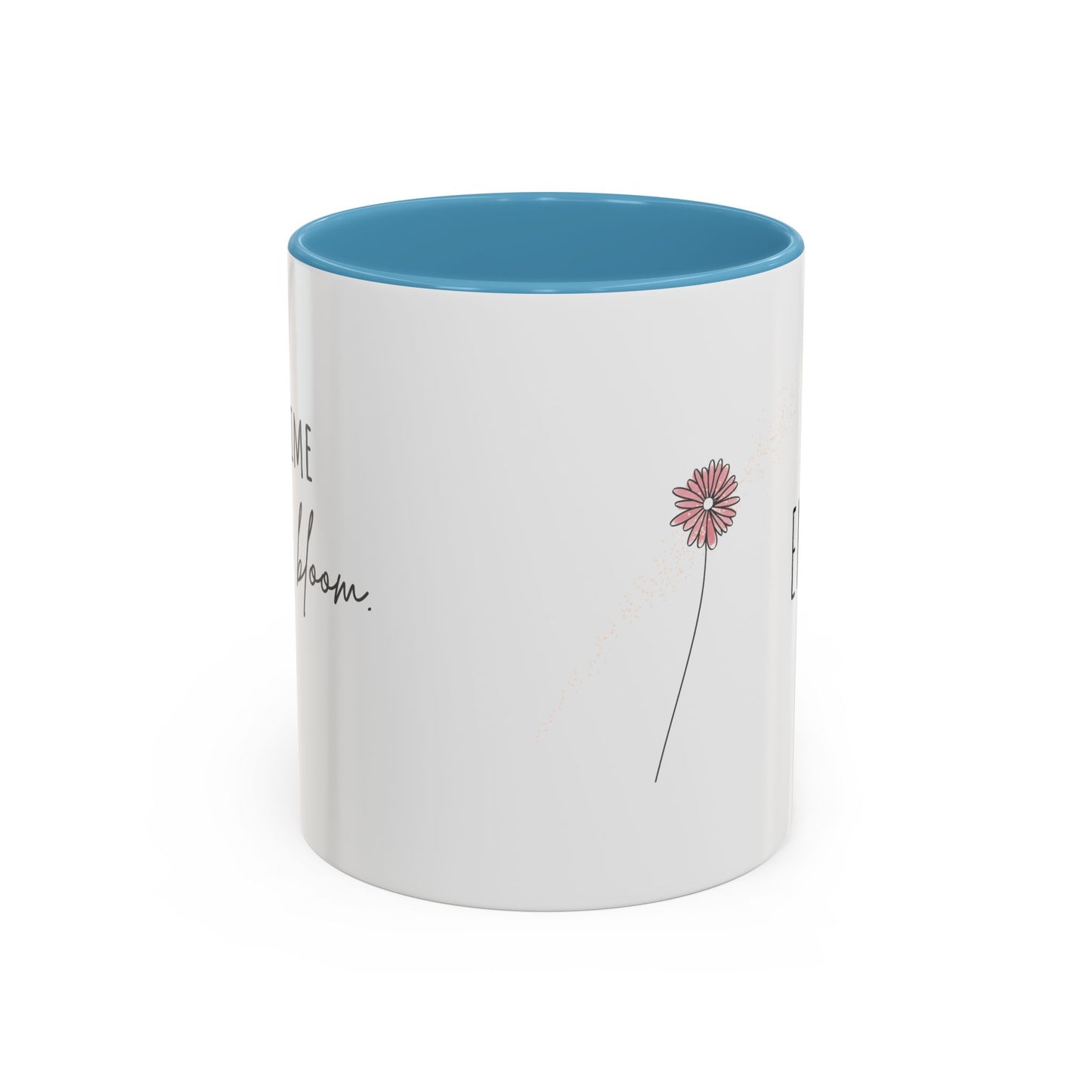 Personalized Wildflower Mug – Take Time to Bloom, Pink Accent Mug 11oz (0,33l)