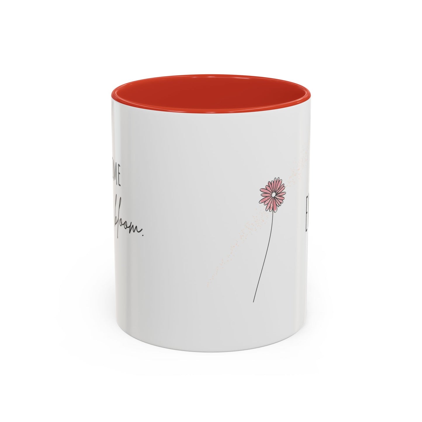 Personalized Wildflower Mug – Take Time to Bloom, Pink Accent Mug 11oz (0,33l)