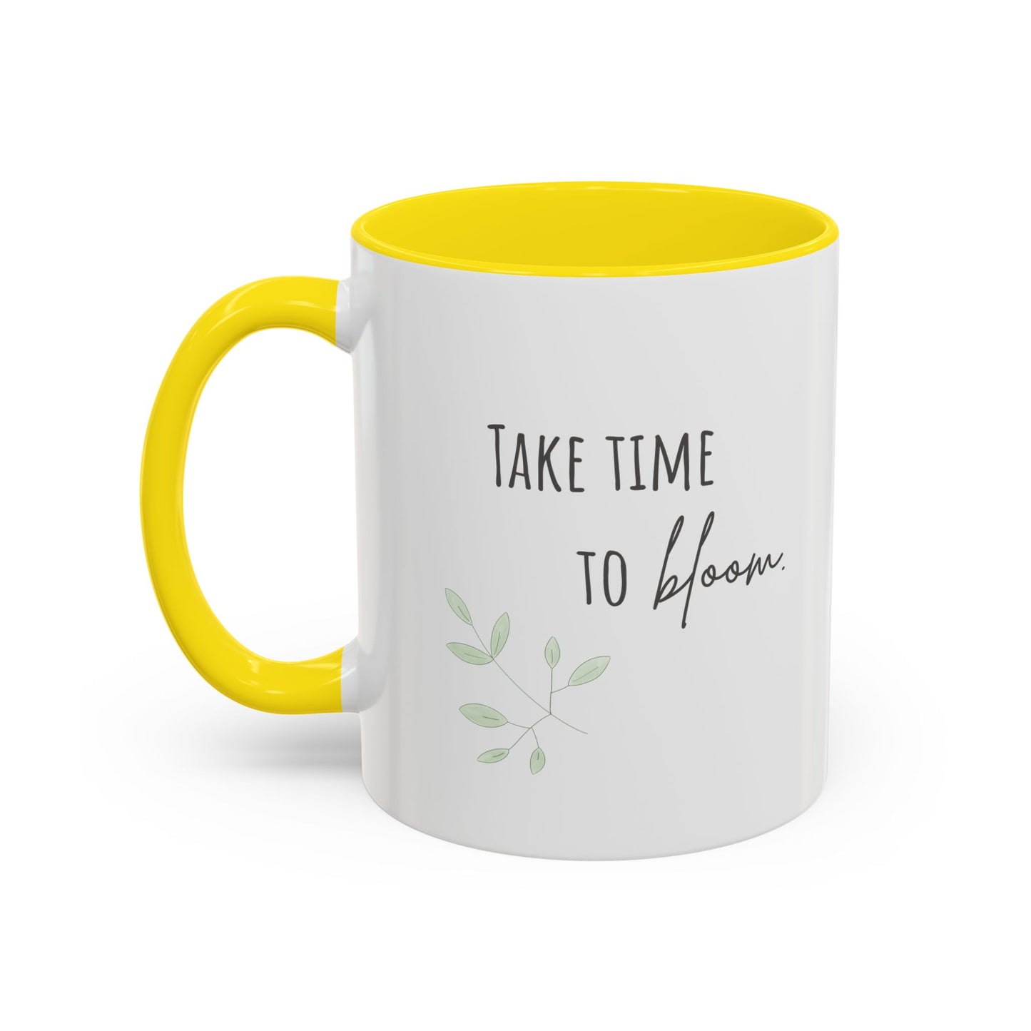 Personalized Wildflower Mug – Take Time to Bloom, Pink Accent Mug 11oz (0,33l)