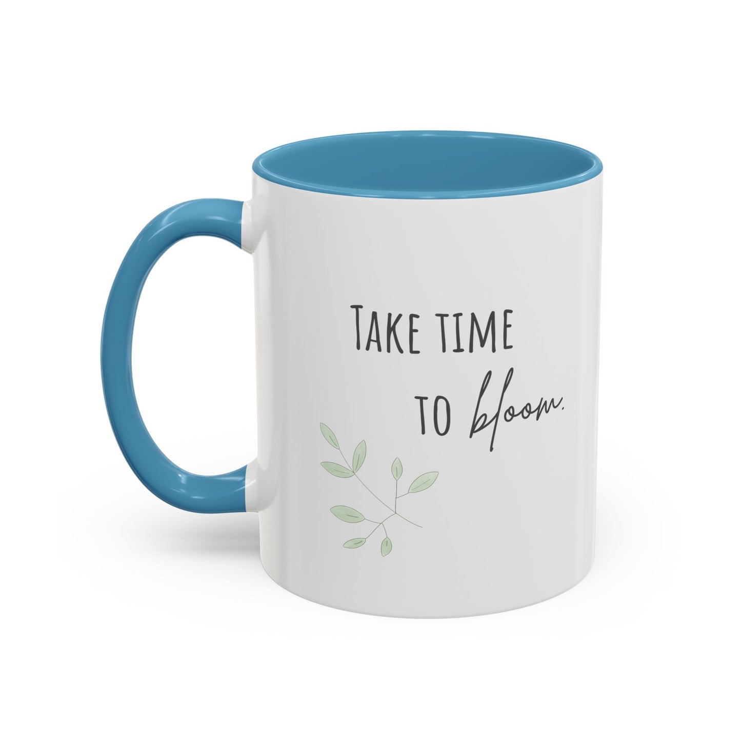 Personalized Wildflower Mug – Take Time to Bloom, Pink Accent Mug 11oz (0,33l)