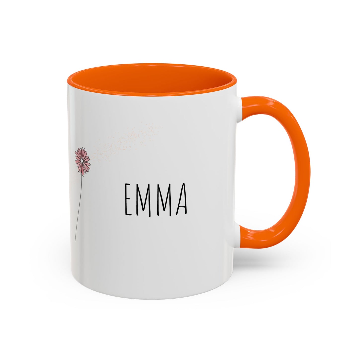 Personalized Wildflower Mug – Take Time to Bloom, Pink Accent Mug 11oz (0,33l)