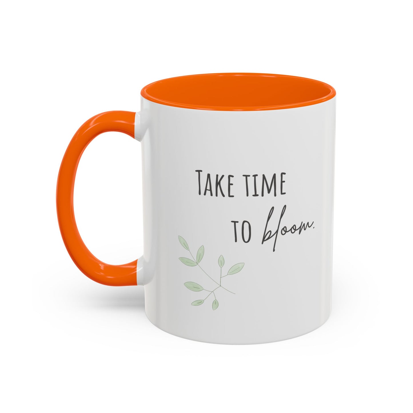 Personalized Wildflower Mug – Take Time to Bloom, Pink Accent Mug 11oz (0,33l)