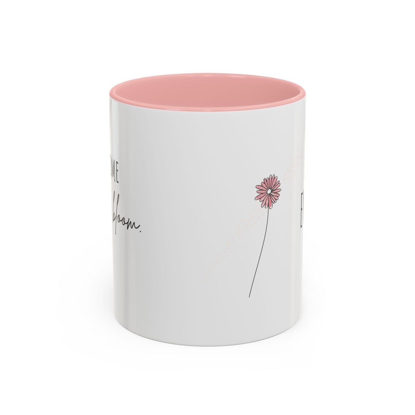 Personalized Wildflower Mug – Take Time to Bloom, Pink Accent Mug 11oz (0,33l)