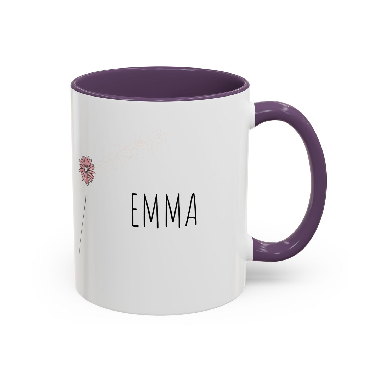 Personalized Wildflower Mug – Take Time to Bloom, Pink Accent Mug 11oz (0,33l)